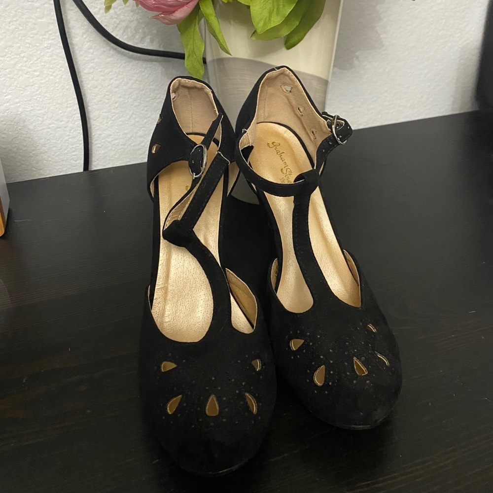Black platform Maryjanes from Modcloth